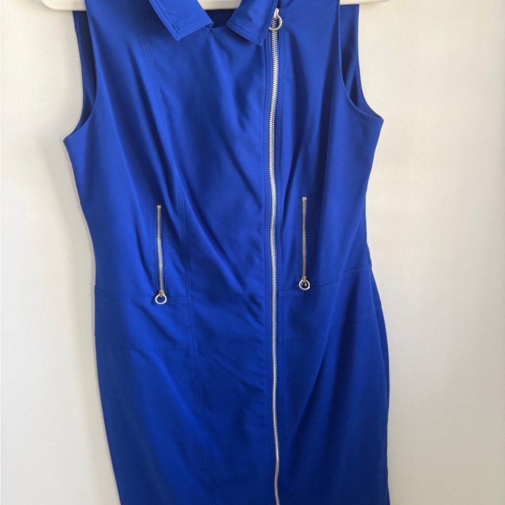 Calvin Klein Royal Blue Sleeveless Zip Sheath Dress